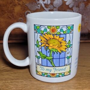 To‎ My Friend Sunflower Coffee Mug~ Mother's Day Poem Gift~ Vintage Avon ~ EUC